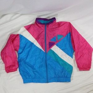 VTG BOCCO Multicolor Colorblock Windbreaker Jacket Sz Large